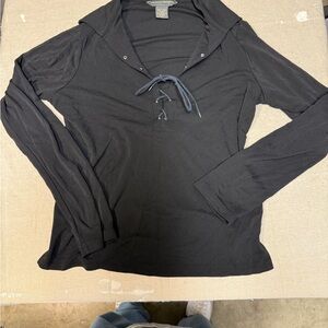 Banana Republic Black Top with Lace-Up Detail